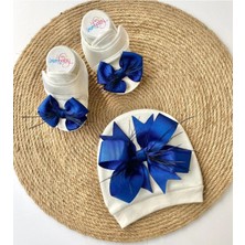 İrembaby Bebek Lohusa Seti Lacivert Tüylü Bebek Ayakkabısı ve Bebek Şapkası Lohusa Takımı Çekim-Mevlüt