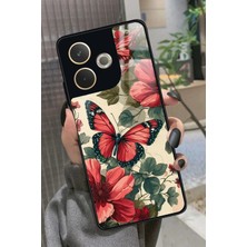 Snacase Oppo A5 Pro Uyumlu Kırmızı Kelebek Tasarımlı Parlak Silikon Kılıf