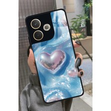 Snacase Oppo A5 Pro Uyumlu Simli Kalp Tasarımlı Parlak Silikon Kılıf