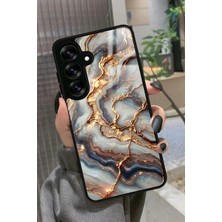 Snacase  Samsung Galaxy S24 Fe Uyumlu Beyaz&altın Mermer Tasarımlı Parlak Silikon Kılıf