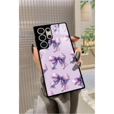 Snacase  Samsung Galaxy S23 Ultra Uyumlu Mor Kurdele Tasarımlı Parlak Silikon Kılıf