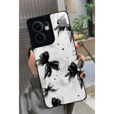Snacase Oppo Reno 13F Uyumlu Siyah Kurdele Tasarımlı Parlak Silikon Kılıf
