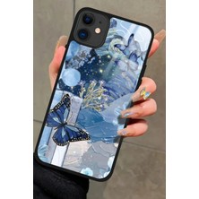 Snacase  Apple iPhone 11 Uyumlu Mavi Kelebek Tasarımlı Parlak Silikon Kılıf