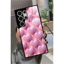 Snacase  Samsung Galaxy S24 Ultra Uyumlu Pembe Kalp Tasarımlı Parlak Silikon Kılıf