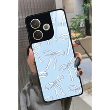 Snacase Oppo A5 Pro Uyumlu Beyaz Kurdele Tasarımlı Parlak Silikon Kılıf