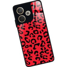 Snacase Oppo A5 Pro Uyumlu Kırmızı Leopar Tasarımlı Parlak Silikon Kılıf