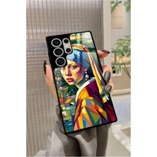 Snacase  Samsung Galaxy S23 Ultra Uyumlu Inci Küpeli Kız Tablo Tasarımlı Parlak Silikon Kılıf