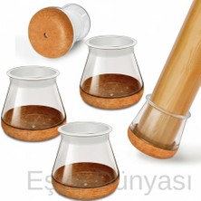 Eşya Dünyası 4 Adet Keçe Tabanlı Silikon Sandalye Ayağı Koruyucu - Çizilme ve Ses Önleyici Şeffaf Mobilya Çorabı