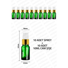 Feyza Design 10 Adet 10ML Yeşil Cam Sprey Şişe, Gold Metal Kapakli, Kolonya ve Sıvılar Için