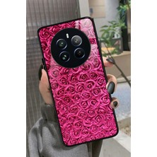 Snacase Realme 12 Uyumlu Pembe Gül Tasarımlı Parlak Silikon Kılıf
