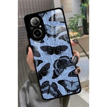 Snacase Realme 12 Lite Uyumlu Siyah Kelebek Tasarımlı Parlak Silikon Kılıf