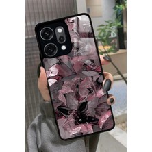Snacase Oppo Reno 14 Pro Uyumlu Pembe Kelebek Tasarımlı Parlak Silikon Kılıf
