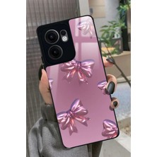 Snacase Oppo Reno 13F Uyumlu Pembe Kurdele Tasarımlı Parlak Silikon Kılıf