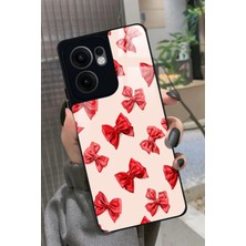 Snacase Oppo Reno 13F Uyumlu Kırmızı Kurdele Tasarımlı Parlak Silikon Kılıf
