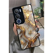 Snacase  Vivo Y19S Uyumlu Beyaz&altın Mermer Tasarımlı Parlak Silikon Kılıf