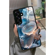 Snacase  Samsung Galaxy S25 Uyumlu Simli Deniz Kabuk Tasarımlı Parlak Silikon Kılıf