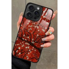 Snacase  Apple iPhone 15 Pro Max Uyumlu Van Gogh Kırmızı Ağaç Tablo Tasarımlı Parlak Silikon Kılıf