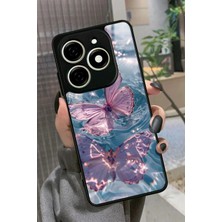 Snacase  Infınıx Smart 8 Pro Uyumlu Pembe Kelebek Tasarımlı Parlak Silikon Kılıf