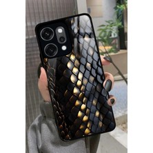 Snacase Oppo Reno 14 Pro Uyumlu Siyah Yılan Derisi Tasarımlı Glossy Silikon Kılıf