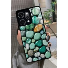 Snacase Oppo Reno 14 Pro Uyumlu Yeşil Taş Tasarımlı Parlak Silikon Kılıf