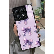 Snacase  Xiaomi Mi 14T Pro Uyumlu Mor Kurdele Tasarımlı Parlak Silikon Kılıf