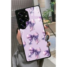 Snacase  Samsung Galaxy S25 Ultra Uyumlu Mor Kurdele Tasarımlı Parlak Silikon Kılıf