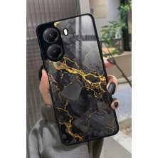 Snacase  Xiaomi Poco X7 Pro Uyumlu Siyah Mermer Tasarımlı Parlak Silikon Kılıf