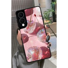 Snacase  Samsung Galaxy S25 Edge Uyumlu Simli Kiraz Tasarımlı Parlak Silikon Kılıf