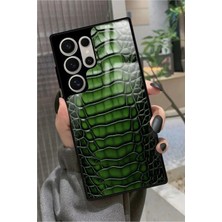 Snacase  Samsung Galaxy S24 Ultra Uyumlu Yeşil Yılan Derisi Tasarımlı Glossy Silikon Kılıf