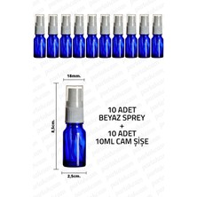 Feyza Design 10ML Mavi Beyaz Sprey Başlıklı Şişe 10 Adet, Kolonya ve Dezenfektan Şişesi