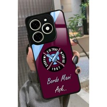 Snacase  Infınıx Smart 8 Pro Uyumlu Bordo Mavi Aşk Yazılı Parlak Silikon Kılıf