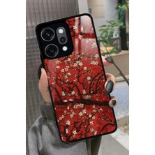 Snacase Oppo Reno 14 Pro Uyumlu Van Gogh Kırmızı Ağaç Tablo Tasarımlı Parlak Silikon Kılıf