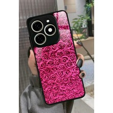 Snacase  Infınıx Smart 8 Pro Uyumlu Pembe Gül Tasarımlı Parlak Silikon Kılıf