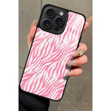 Snacase  Apple iPhone 15 Pro Max Uyumlu Pembe Zebra Tasarımlı Parlak Silikon Kılıf