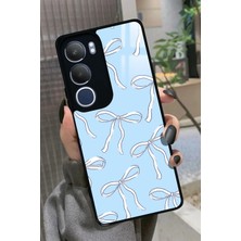 Snacase  Vivo Y19S Uyumlu Beyaz Kurdele Tasarımlı Parlak Silikon Kılıf