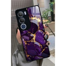 Snacase  Vivo Y19S Uyumlu Mor Mermer Tasarımlı Parlak Silikon Kılıf