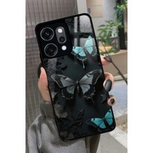 Snacase Oppo Reno 14 Pro Uyumlu Siyah Kelebek Tasarımlı Parlak Silikon Kılıf