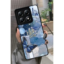 Snacase  Xiaomi Mi 14T Pro Uyumlu Mavi Kelebek Tasarımlı Parlak Silikon Kılıf
