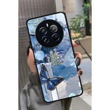 Snacase Realme 12 Uyumlu Mavi Kelebek Tasarımlı Parlak Silikon Kılıf