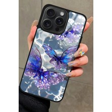 Snacase  Apple iPhone 16 Pro Max Uyumlu Mor Kelebek Tasarımlı Parlak Silikon Kılıf
