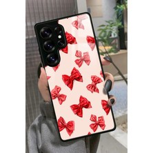 Snacase  Samsung Galaxy S25 Ultra Uyumlu Kırmızı Kurdele Tasarımlı Parlak Silikon Kılıf