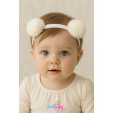 İrembaby Ponponlu Saç Bandı Bebek - Çocuk Peluş Ponponlu Saç Bandı Ponpon Toka Saç Bandı Peluş Tüylü Ponpon
