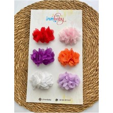 İrembaby 6'lı Set Bebek - Çocuk Saçsız Bebek Tokası Seti Çiçekli Toka Set