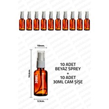 Feyza Design 30ML Beyaz Amber Sprey Şişe, 10'lu Set, Kolonya ve Dezenfektan Şişesi