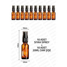 Feyza Design 20ML Siyah Amber Sprey Şişe, 10 Adet, Kolonya ve Dezenfektan Için