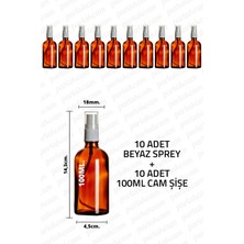 Feyza Design 100ML Amber Beyaz Sprey Şişe 10'lu Set, Kolonya ve Dezenfektan Için Ideal