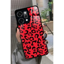 Snacase Oppo Reno 14 Pro Uyumlu Kırmızı Leopar Tasarımlı Parlak Silikon Kılıf