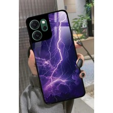 Snacase Oppo Reno 14F Uyumlu Mor Şimşek Tasarımlı Parlak Silikon Kılıf