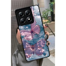 Snacase  Xiaomi Mi 14T Pro Uyumlu Pembe Kelebek Tasarımlı Parlak Silikon Kılıf