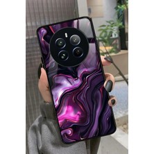 Snacase Realme 12 Uyumlu Mor Mermer Tasarımlı Parlak Silikon Kılıf